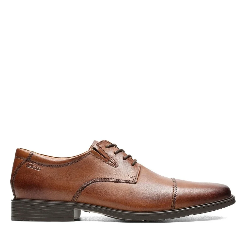 Clarks Tilden 26130096 Oxford Men's 13 D Tan Leather Cap Toe Dress Shoes LIQ1143